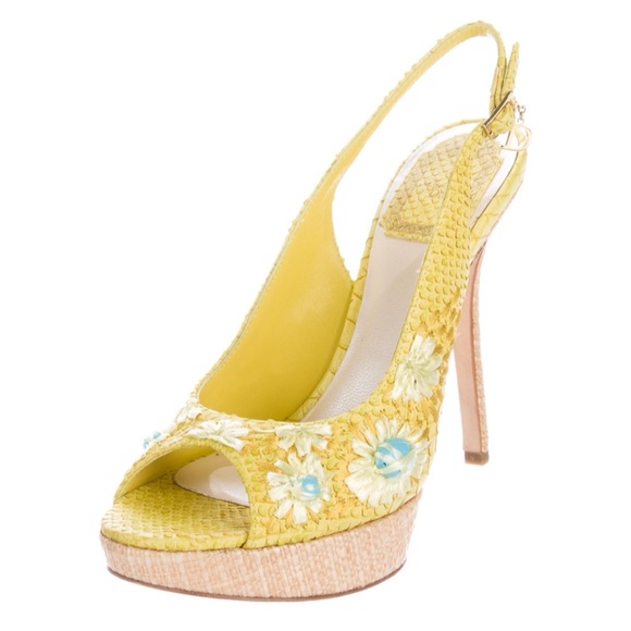 Christian Dior Paraiso Embossed Slingback Sandals Size 39 - Picture 1 of 12